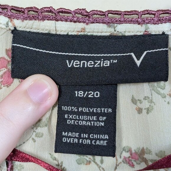 VTG Venezia Womens Sheer Blouse 18/20 Floral Boho Y2K Beaded Fairy Cottagecore - Picture 5 of 8